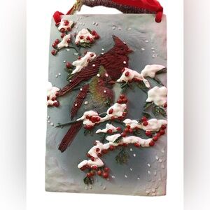 Cardinal Wall Hanging with Snowy Branches